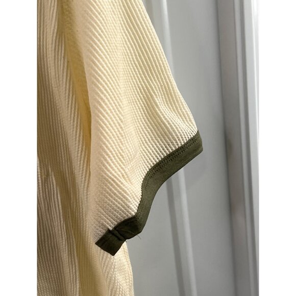 Yosemite California Size Small Ringer T-Shirt Cream & Olive Ribbed Knit Casual - Picture 3 of 3